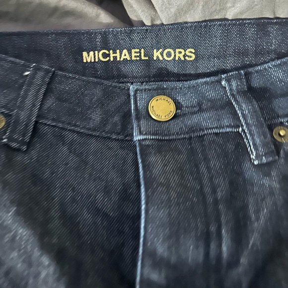 Michael Kors Cropped Stud Jeans/ Fringe Rinse Wash Size 0 New Without Tag - Picture 2 of 5